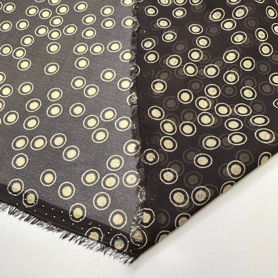 In The Eye Of The Beholder - Chiffon Silk Woven - Black/Cream Polka Dots - 2.9M Bundle - True Deadstock fabric Fabric by private - Sustainable Textile | FABCYCLE