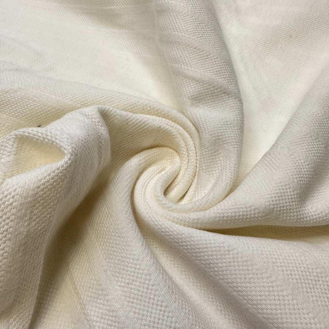 In The Finals - Interlock Cotton Knit - Cream/White Stripes - Bundles - True Deadstock fabric Fabric by private - Sustainable Textile | FABCYCLE