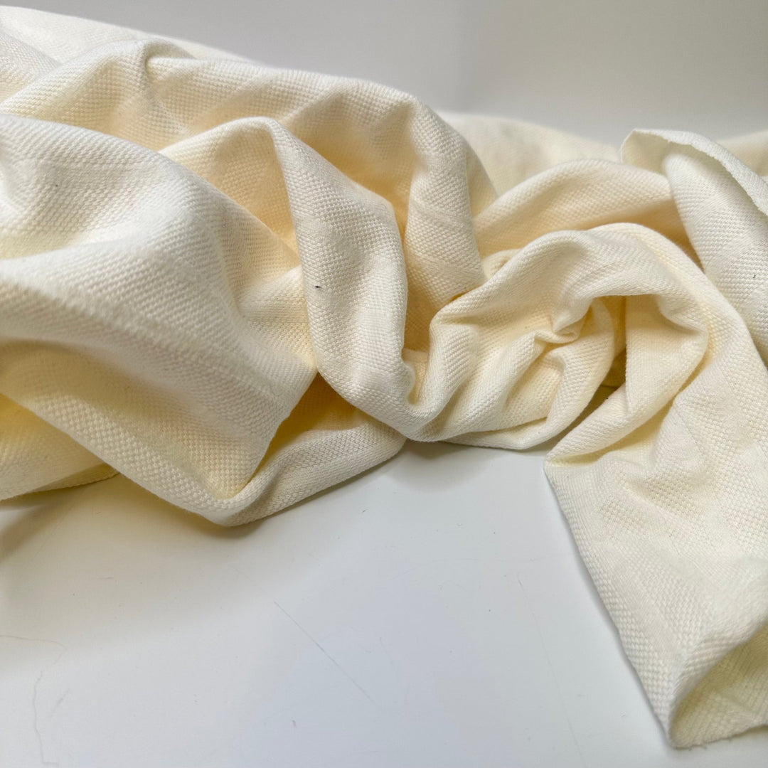 In The Finals - Interlock Cotton Knit - Cream/White Stripes - Bundles - True Deadstock fabric Fabric by private - Sustainable Textile | FABCYCLE
