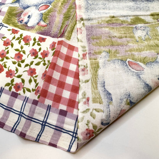 In The Meadow - Cotton Woven - Multi Plaid Lambs - 0.95M Bundle - True Deadstock fabric Fabric by private - Sustainable Textile | FABCYCLE