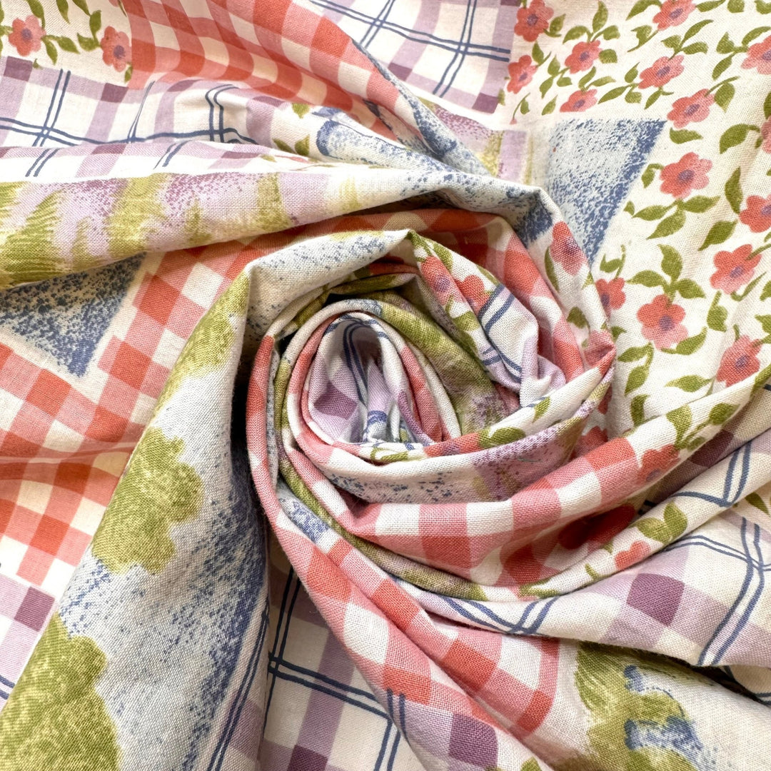 In The Meadow - Cotton Woven - Multi Plaid Lambs - 0.95M Bundle - True Deadstock fabric Fabric by private - Sustainable Textile | FABCYCLE