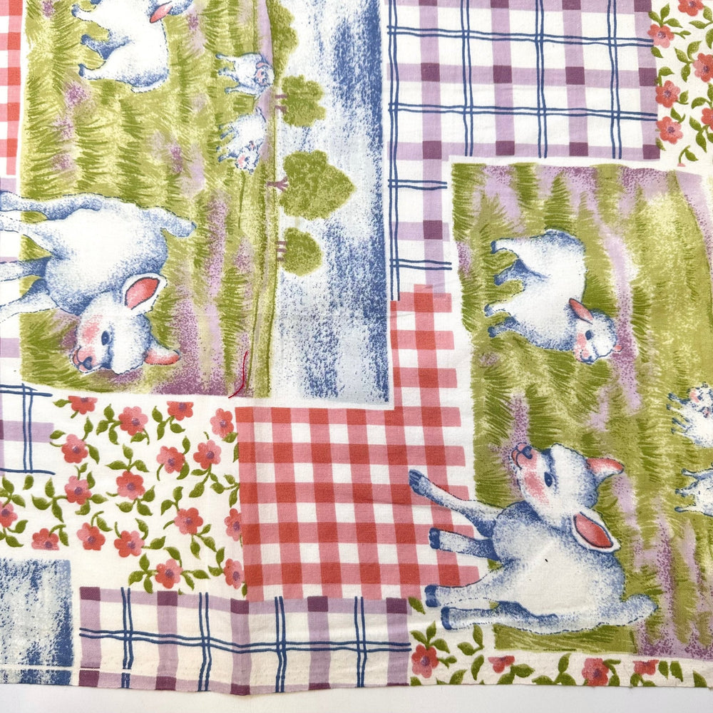 In The Meadow - Cotton Woven - Multi Plaid Lambs - 0.95M Bundle - True Deadstock fabric Fabric by private - Sustainable Textile | FABCYCLE