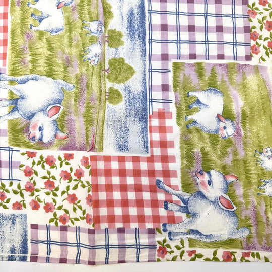 In The Meadow - Cotton Woven - Multi Plaid Lambs - 0.95M Bundle - True Deadstock fabric Fabric by private - Sustainable Textile | FABCYCLE
