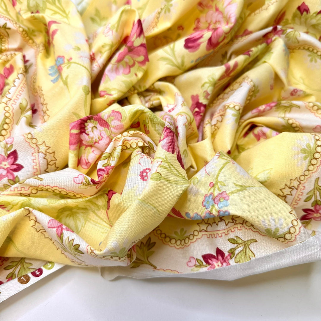 In The Moment Luck - Cotton Woven - Yellow Multi Floral - 2M Bundle - True Deadstock fabric Fabric by private - Sustainable Textile | FABCYCLE