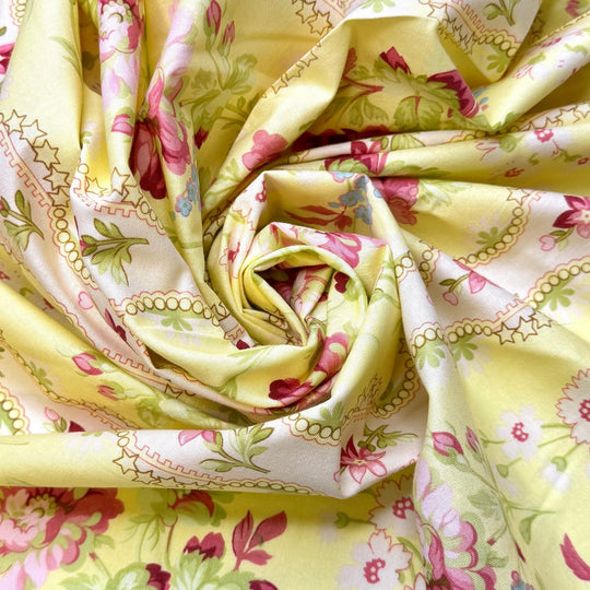 In The Moment Luck - Cotton Woven - Yellow Multi Floral - 2M Bundle - True Deadstock fabric Fabric by private - Sustainable Textile | FABCYCLE