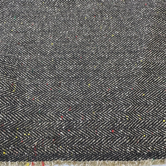 Indubitably Basil - Colour Thread Slub Herringbone Wool Blend Woven - Dark Brown/Beige - 2.2M Bundle - True Deadstock fabric Fabric by private - Sustainable Textile | FABCYCLE