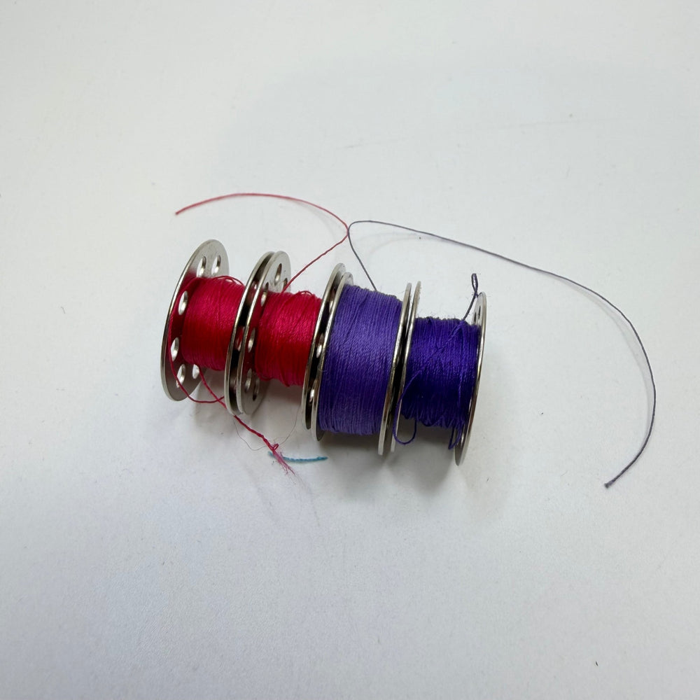 Industrial Metal Bobbins With Thread Notions - Silver Multi - 4 Pack - True Deadstock supplies Fabric by private - Sustainable Textile | FABCYCLE
