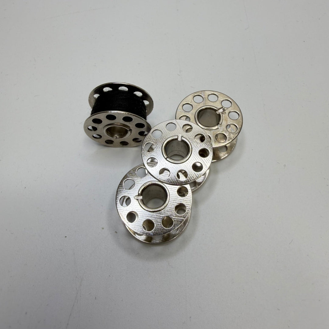 Industrial Metal Bobbins With Thread Notions - Silver Multi - 4 Pack - True Deadstock supplies Fabric by private - Sustainable Textile | FABCYCLE