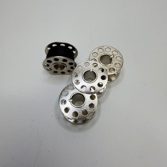 Industrial Metal Bobbins With Thread Notions - Silver Multi - 4 Pack - True Deadstock supplies Fabric by private - Sustainable Textile | FABCYCLE