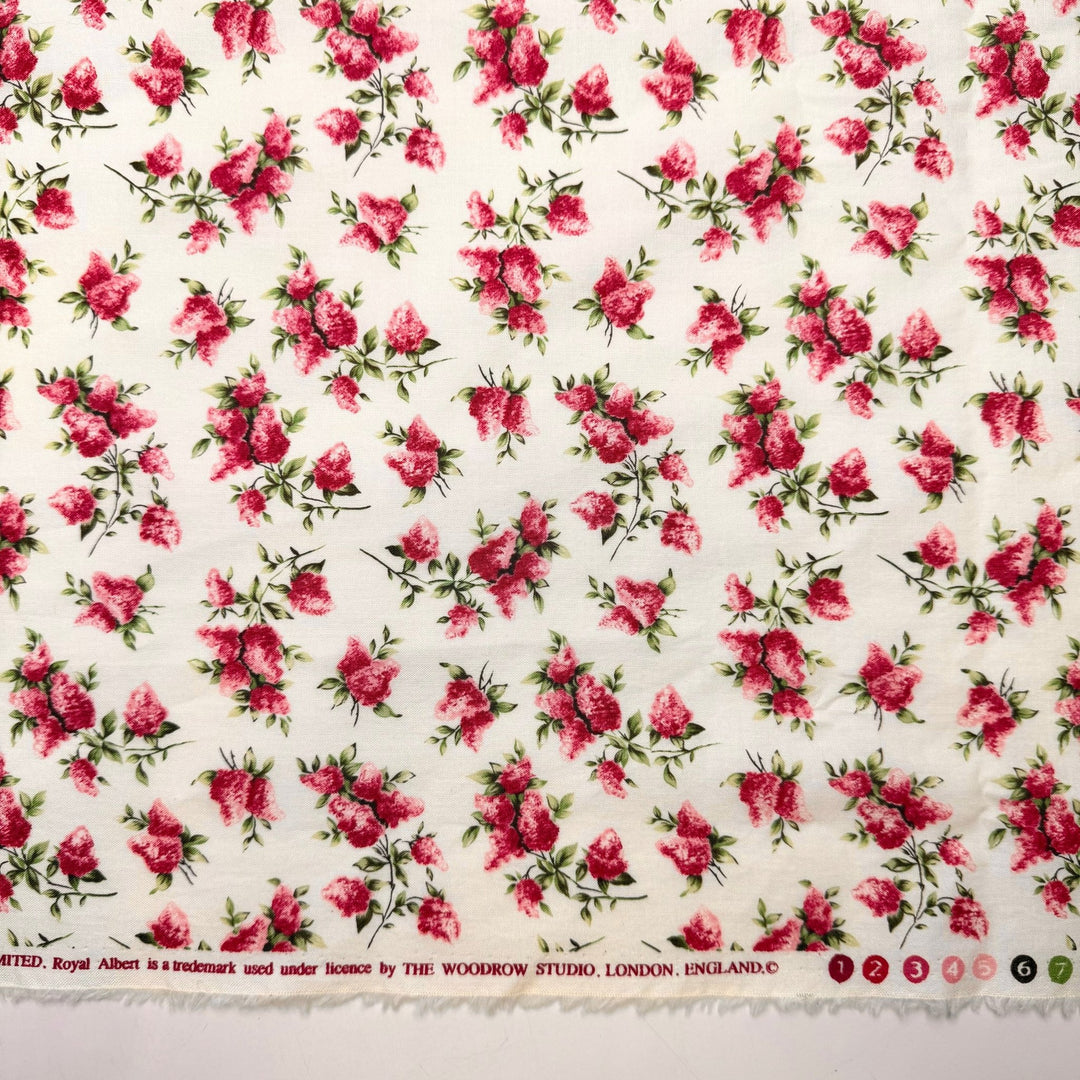 Inheriting A Mid Century House - Vintage Cotton Woven - Cream/Pink Floral - 1.95M Bundle - True Deadstock fabric Fabric by private - Sustainable Textile | FABCYCLE