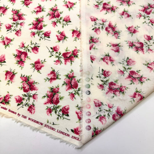 Inheriting A Mid Century House - Vintage Cotton Woven - Cream/Pink Floral - 1.95M Bundle - True Deadstock fabric Fabric by private - Sustainable Textile | FABCYCLE