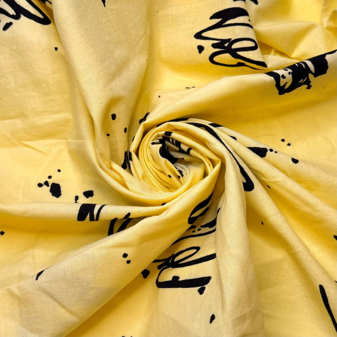 Installing Solar Panels - Fire Retardent Cotton Woven - Yellow/Black Abstract - 0.95M Bundle - True Deadstock fabric Fabric by private - Sustainable Textile | FABCYCLE