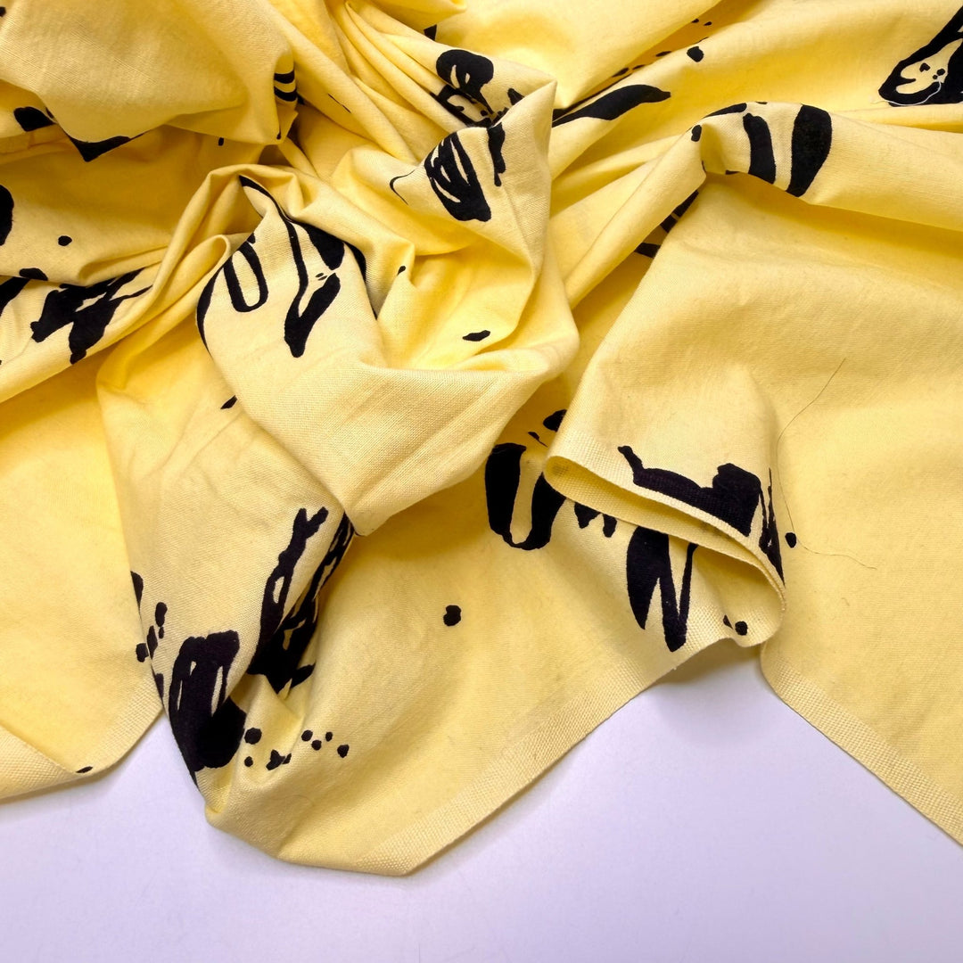Installing Solar Panels - Fire Retardent Cotton Woven - Yellow/Black Abstract - 0.95M Bundle - True Deadstock fabric Fabric by private - Sustainable Textile | FABCYCLE