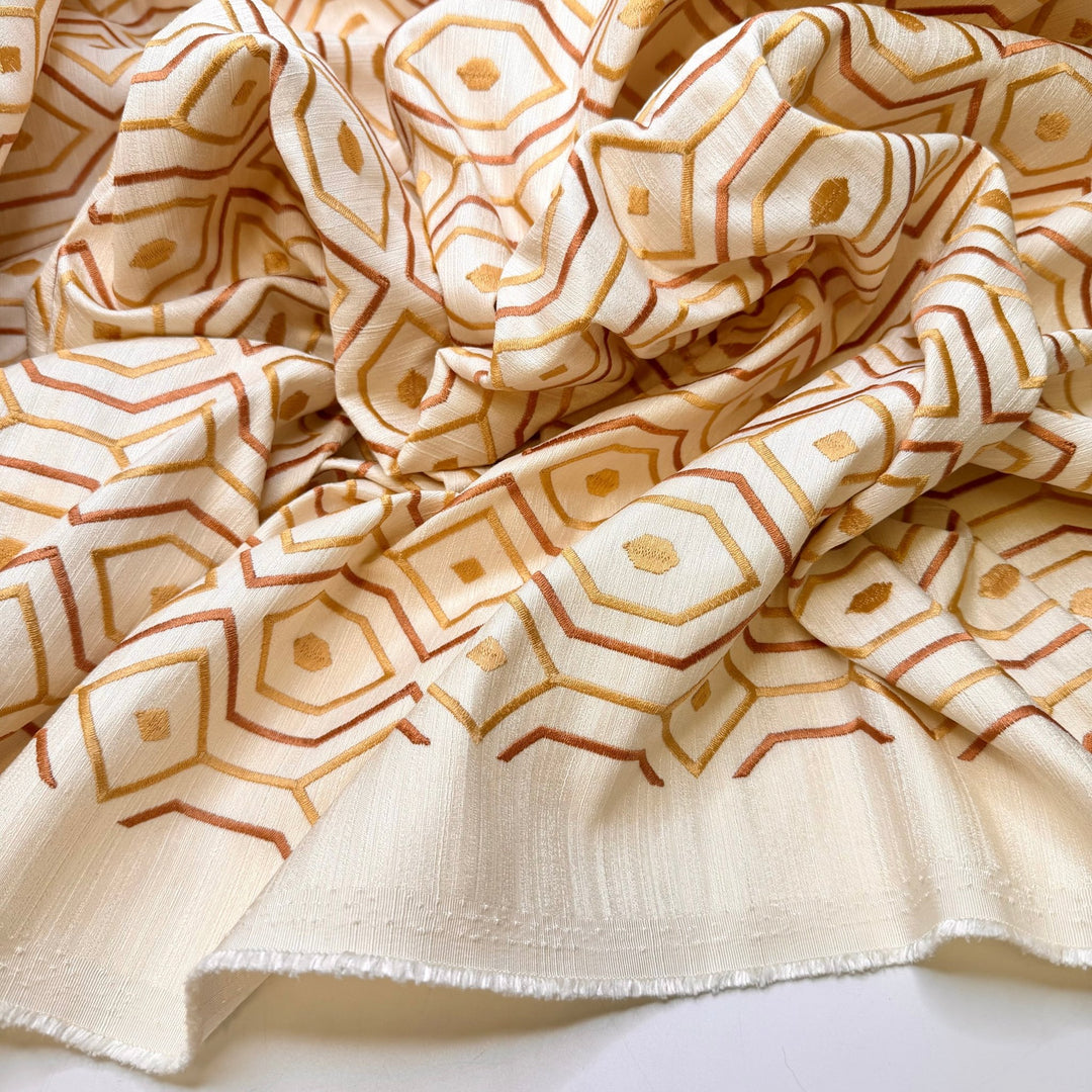 Intentional Communities - Polyester Blend Woven - Cream Multi Geometric - 3.4M Bundle - True Deadstock fabric Fabric by private - Sustainable Textile | FABCYCLE