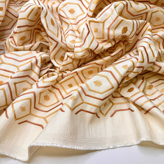 Intentional Communities - Polyester Blend Woven - Cream Multi Geometric - 3.4M Bundle - True Deadstock fabric Fabric by private - Sustainable Textile | FABCYCLE