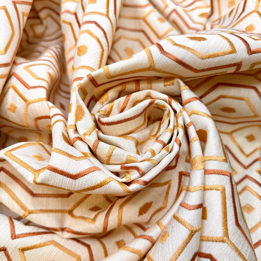 Intentional Communities - Polyester Blend Woven - Cream Multi Geometric - 3.4M Bundle - True Deadstock fabric Fabric by private - Sustainable Textile | FABCYCLE