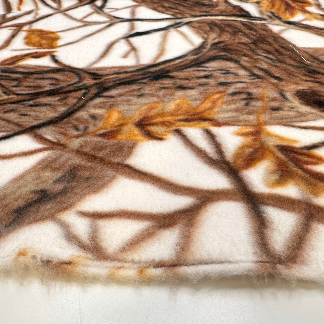 Into The Forest - Fleece Polyester Blend Knit - White/Brown Trees - 2.35M Bundle - True Deadstock fabric Fabric by private - Sustainable Textile | FABCYCLE