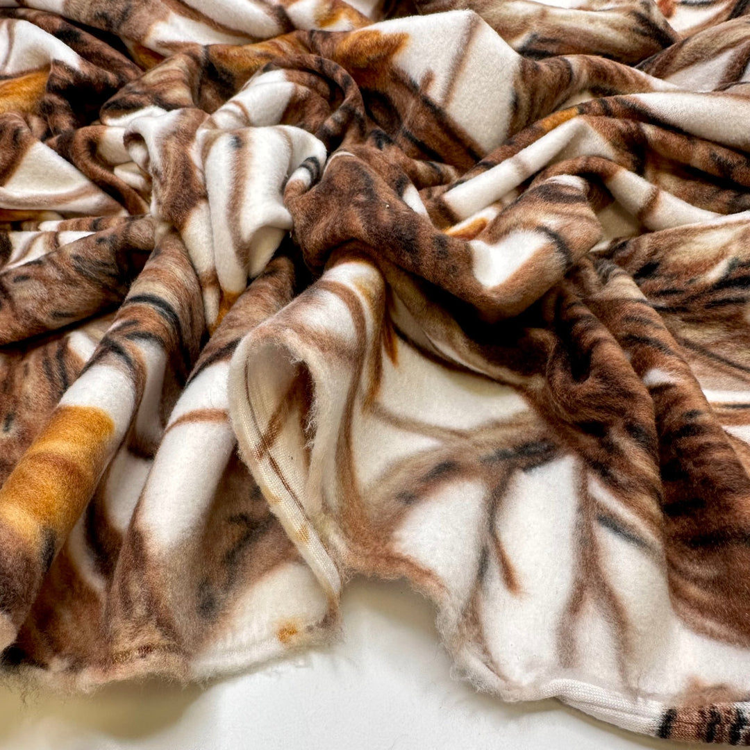 Into The Forest - Fleece Polyester Blend Knit - White/Brown Trees - 2.35M Bundle - True Deadstock fabric Fabric by private - Sustainable Textile | FABCYCLE