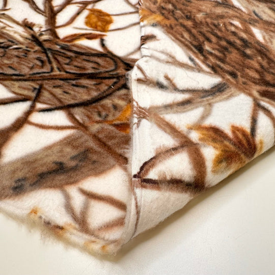Into The Forest - Fleece Polyester Blend Knit - White/Brown Trees - 2.35M Bundle - True Deadstock fabric Fabric by private - Sustainable Textile | FABCYCLE