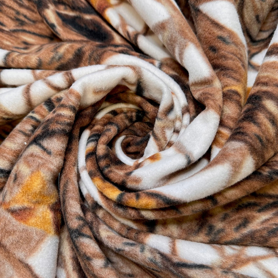 Into The Forest - Fleece Polyester Blend Knit - White/Brown Trees - 2.35M Bundle - True Deadstock fabric Fabric by private - Sustainable Textile | FABCYCLE