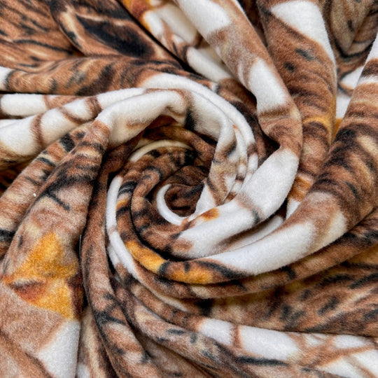 Into The Forest - Fleece Polyester Blend Knit - White/Brown Trees - 2.35M Bundle - True Deadstock fabric Fabric by private - Sustainable Textile | FABCYCLE