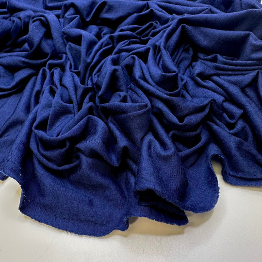 Into The Sea - Jersey Wool Blend Knit - Dark Blue - Bundles - True Deadstock fabric Fabric by private - Sustainable Textile | FABCYCLE
