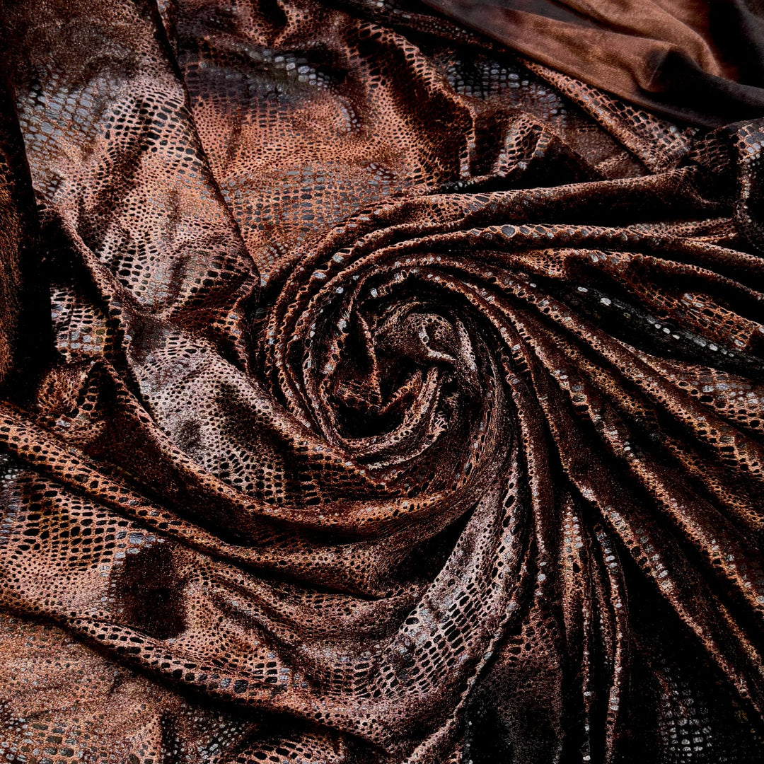 Invisible Woman - Knitted Velour Polyester Blend Knit - Black/Brown Animal Print - 1.5M Bundle - True Deadstock fabric Fabric by private - Sustainable Textile | FABCYCLE