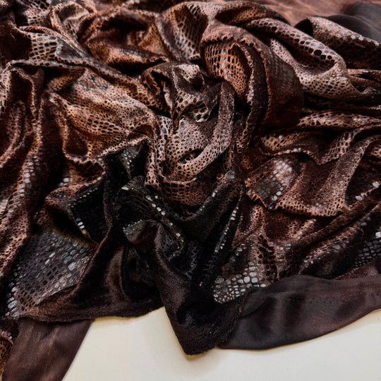 Invisible Woman - Knitted Velour Polyester Blend Knit - Black/Brown Animal Print - 1.5M Bundle - True Deadstock fabric Fabric by private - Sustainable Textile | FABCYCLE