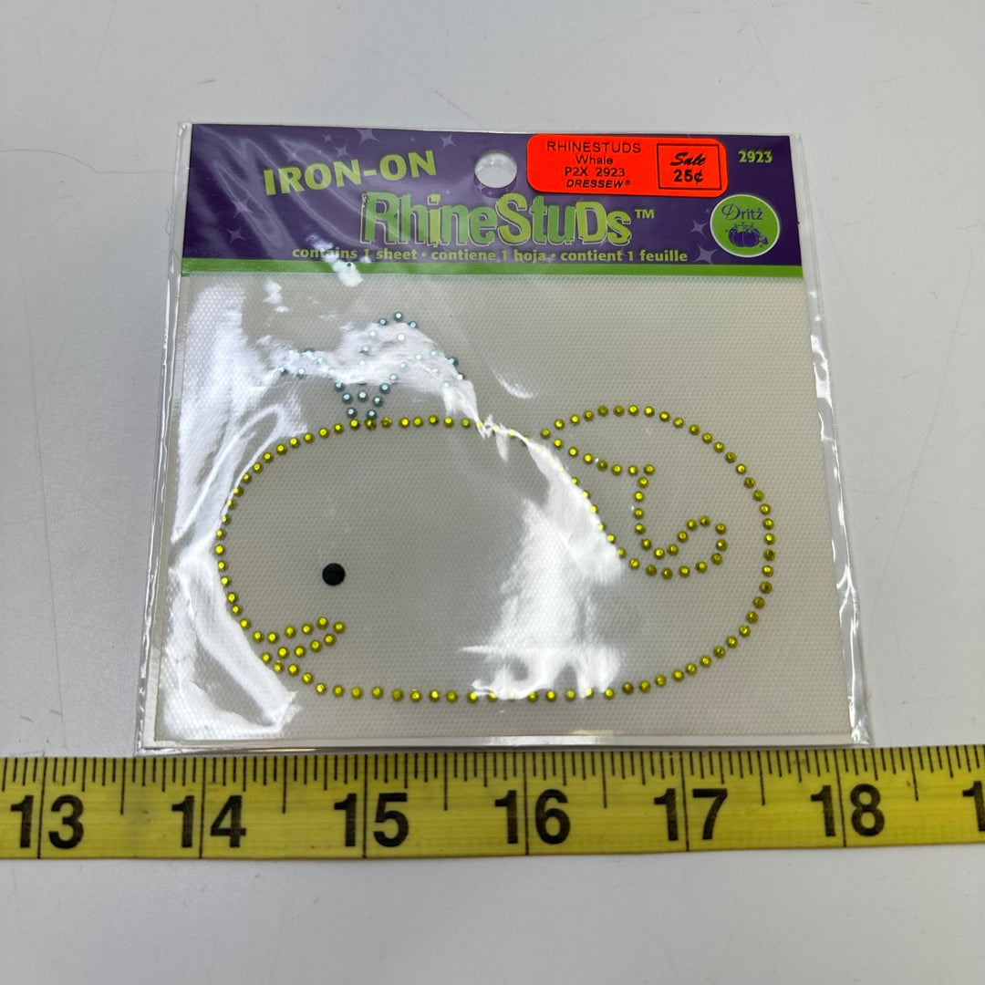 Iron On Rhinestuds Applique - Yellow/Blue - Individual - True Deadstock supplies Fabric by private - Sustainable Textile | FABCYCLE
