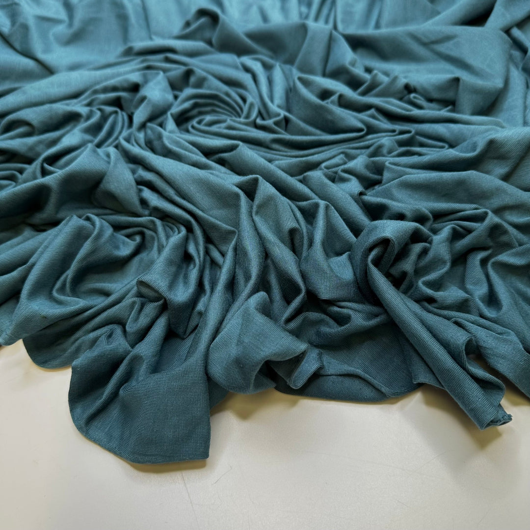 It Brings A Teal To My Eye - Jersey Cotton Blend Knit - Dark Teal - 2.45M Bundle - True Deadstock fabric Fabric by private - Sustainable Textile | FABCYCLE