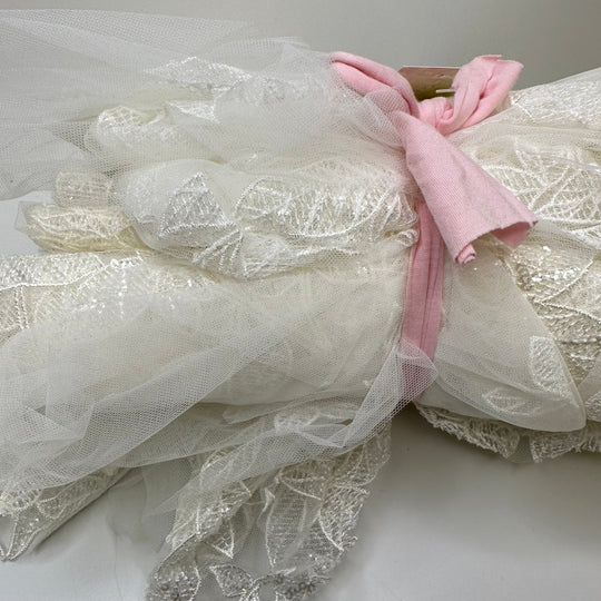Ivy Lace Pack - Embroidered Tulle Polyester Blend Knit - Off White Floral - 1.5M 3 Pack - True Deadstock fabric Fabric by private - Sustainable Textile | FABCYCLE