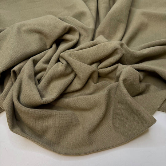 Ivy - Tubular Rib Knit Cotton Blend Knit - Dark Beige/Green - 1.8M Bundle - True Deadstock fabric Fabric by private - Sustainable Textile | FABCYCLE