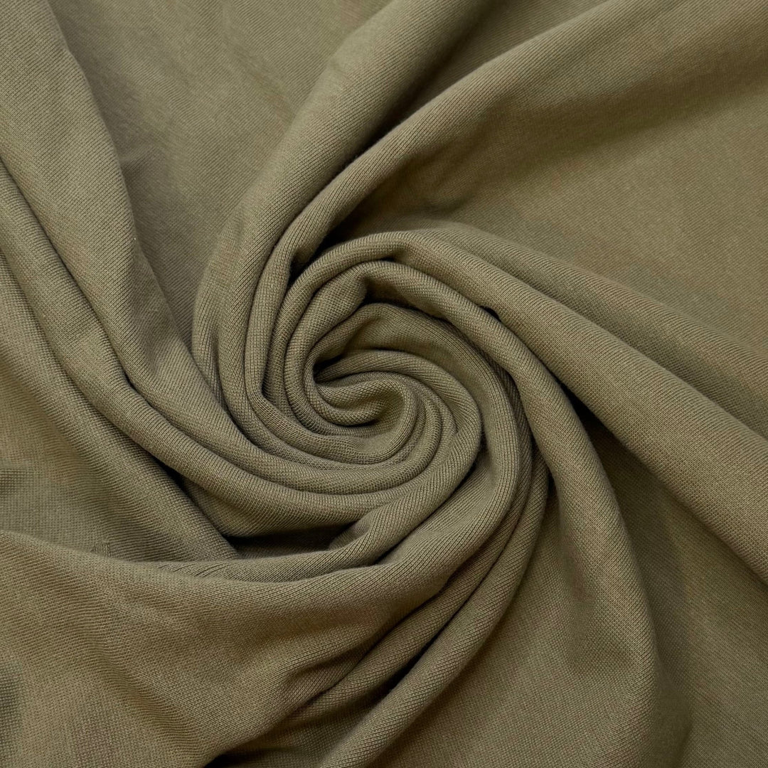 Ivy - Tubular Rib Knit Cotton Blend Knit - Dark Beige/Green - 1.8M Bundle - True Deadstock fabric Fabric by private - Sustainable Textile | FABCYCLE