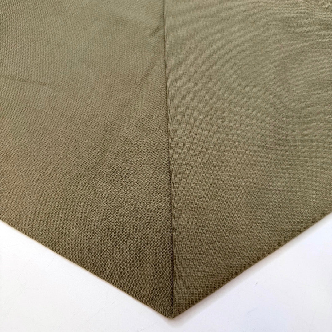 Ivy - Tubular Rib Knit Cotton Blend Knit - Dark Beige/Green - 1.8M Bundle - True Deadstock fabric Fabric by private - Sustainable Textile | FABCYCLE