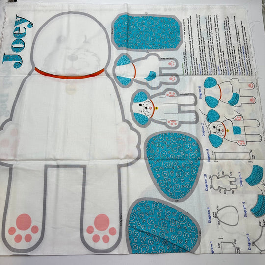 Joey The Shop Dog - Pattern On Fabric Cotton Woven - Cream Multi Dog Stuffy Pattern - 0.55M Bundle - True Deadstock fabric Fabric by private - Sustainable Textile | FABCYCLE