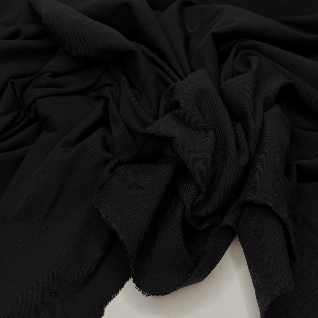 Joining The Swim Team - Rib Knit Poly/Spandex Knit - Black - 1.45M Bundle - True Deadstock fabric Fabric by private - Sustainable Textile | FABCYCLE
