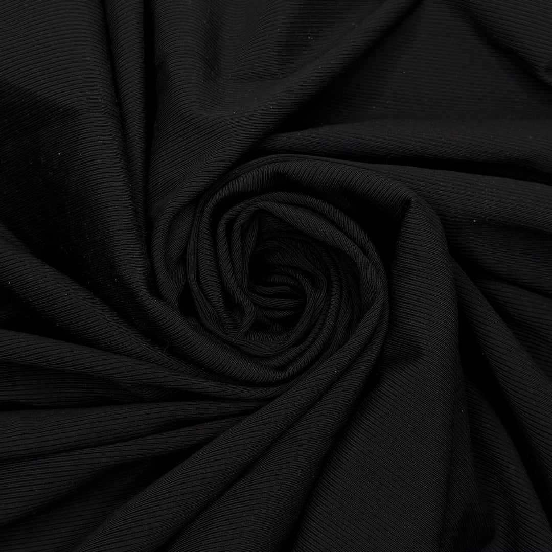 Joining The Swim Team - Rib Knit Poly/Spandex Knit - Black - 1.45M Bundle - True Deadstock fabric Fabric by private - Sustainable Textile | FABCYCLE