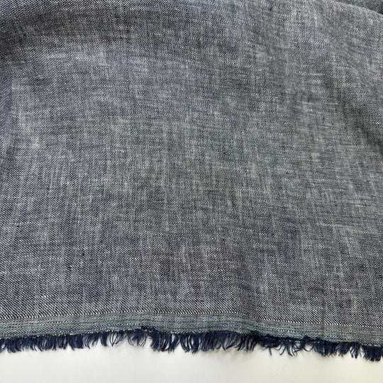 Joy For Me - Poplin Linen/Hemp Woven - Navy/White - Bundles - True Deadstock fabric Fabric by private - Sustainable Textile | FABCYCLE
