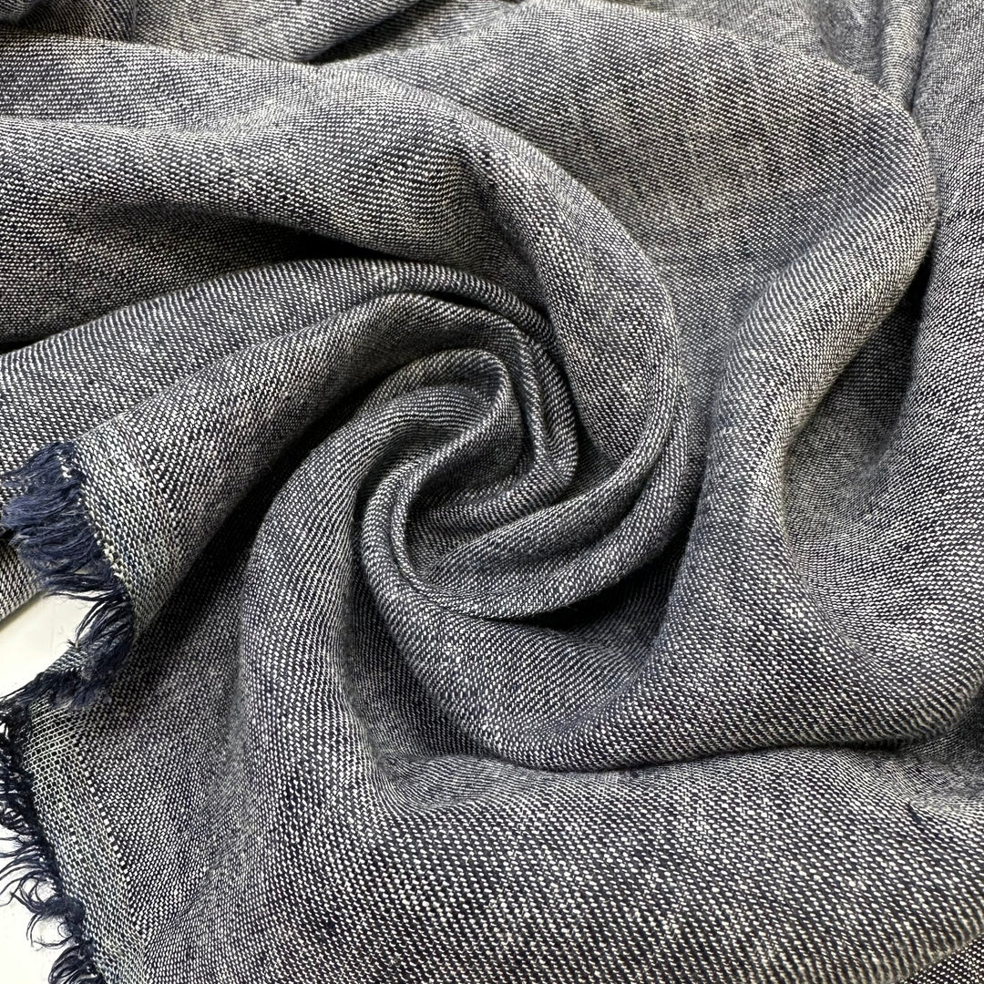 Joy For Me - Poplin Linen/Hemp Woven - Navy/White - Bundles - True Deadstock fabric Fabric by private - Sustainable Textile | FABCYCLE