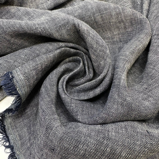 Joy For Me - Poplin Linen/Hemp Woven - Navy/White - Bundles - True Deadstock fabric Fabric by private - Sustainable Textile | FABCYCLE