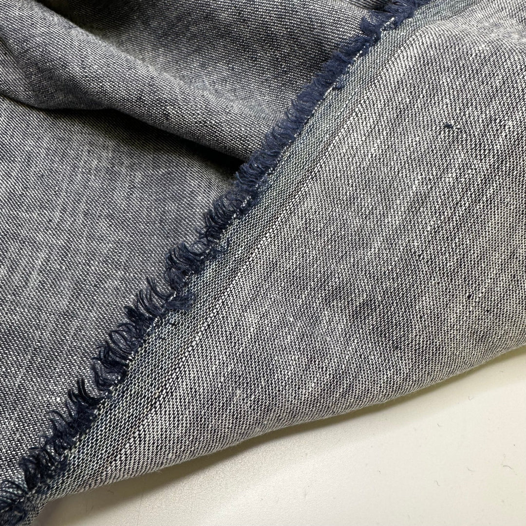 Joy For Me - Poplin Linen/Hemp Woven - Navy/White - Bundles - True Deadstock fabric Fabric by private - Sustainable Textile | FABCYCLE