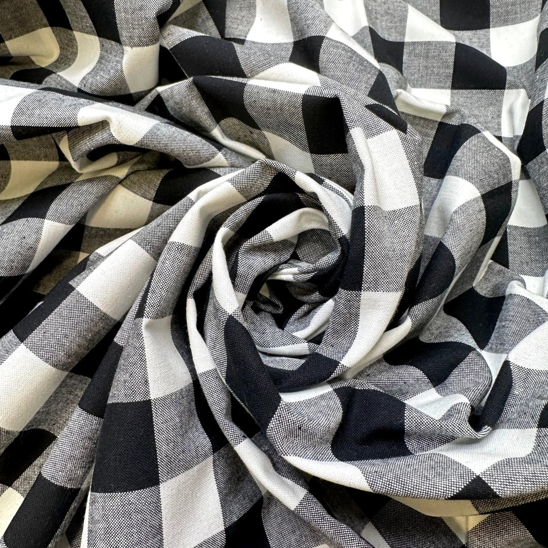 Joy Of Laying In Bed - Cotton Woven - Black/White Plaid - Bundles - True Deadstock fabric Fabric by private - Sustainable Textile | FABCYCLE