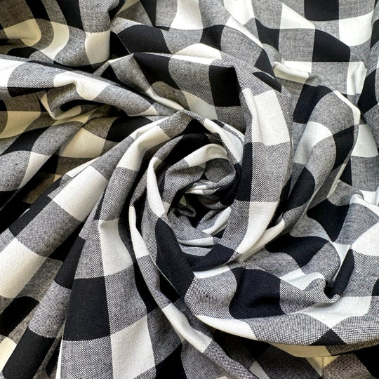 Joy Of Laying In Bed - Cotton Woven - Black/White Plaid - Bundles - True Deadstock fabric Fabric by private - Sustainable Textile | FABCYCLE