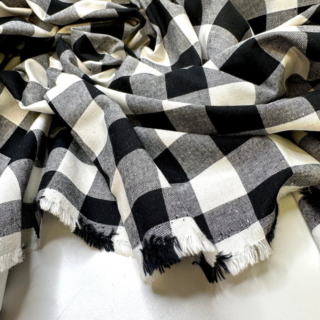 Joy Of Laying In Bed - Cotton Woven - Black/White Plaid - Bundles - True Deadstock fabric Fabric by private - Sustainable Textile | FABCYCLE