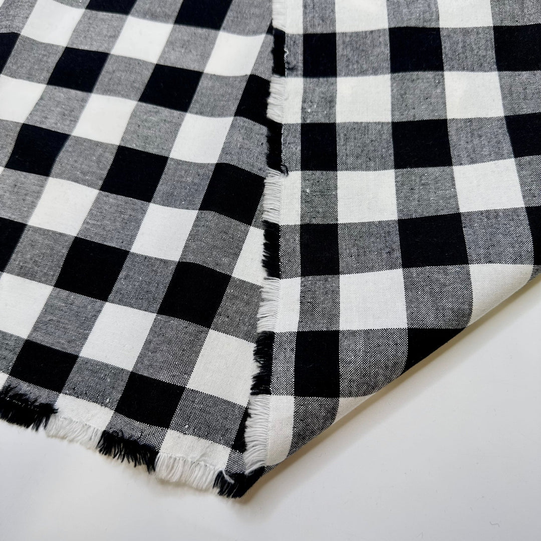 Joy Of Laying In Bed - Cotton Woven - Black/White Plaid - Bundles - True Deadstock fabric Fabric by private - Sustainable Textile | FABCYCLE
