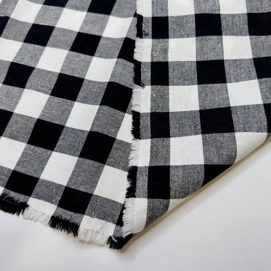 Joy Of Laying In Bed - Cotton Woven - Black/White Plaid - Bundles - True Deadstock fabric Fabric by private - Sustainable Textile | FABCYCLE
