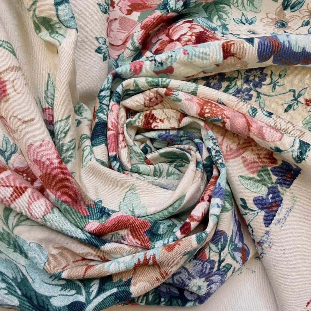 Julmust - Fire Retardent Twill Weave Cotton Woven - Cream Multi Floral - 1.7M Bundle - True Deadstock fabric Fabric by private - Sustainable Textile | FABCYCLE