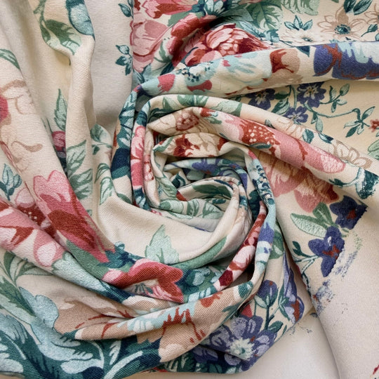 Julmust - Fire Retardent Twill Weave Cotton Woven - Cream Multi Floral - 1.7M Bundle - True Deadstock fabric Fabric by private - Sustainable Textile | FABCYCLE