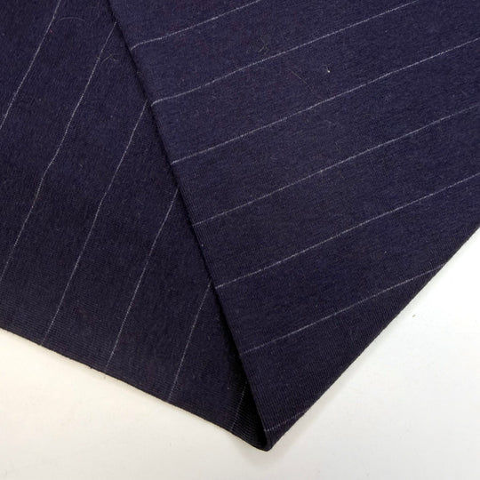 Jumping In The Lake - Tubular Rib Knit Cotton/Spandex Knit - Grey/Navy Pinstripe - 1.25M Bundle - True Deadstock fabric Fabric by private - Sustainable Textile | FABCYCLE