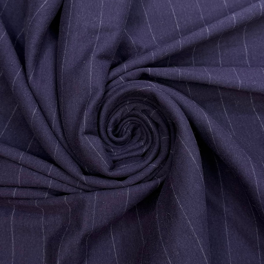Jumping In The Lake - Tubular Rib Knit Cotton/Spandex Knit - Grey/Navy Pinstripe - 1.25M Bundle - True Deadstock fabric Fabric by private - Sustainable Textile | FABCYCLE